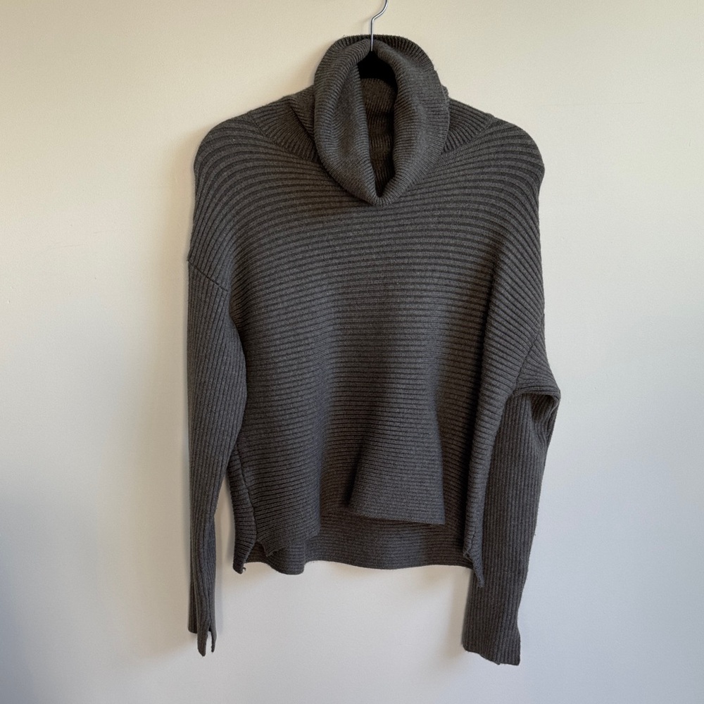 Zara Charcoal Ribbed Turtleneck Sweater
